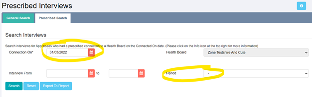 Search for those with Prescribed Connection to board