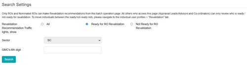 Revalidation Search Settings