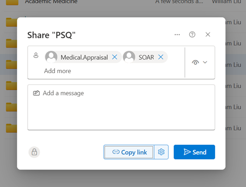 Sending shared link with appraiser