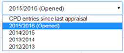 CPD Log: open appraisals dropdown menu